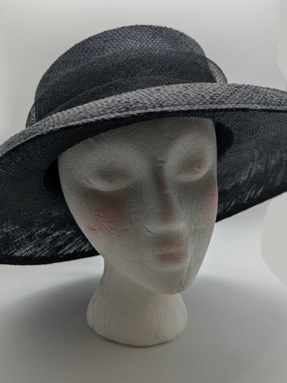 Wide Brim Black Straw Hat Bow Interest in Back Ladies Kentucky Derby Formal